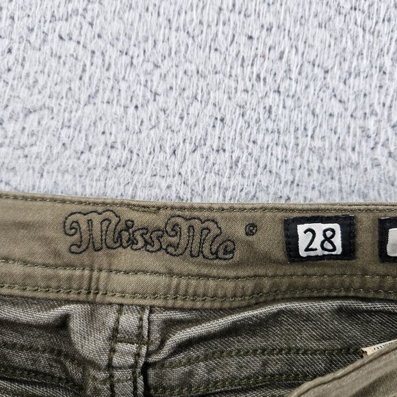 Miss‎ Me Jeans Womens 28 (30x30) Green Low Rise Skinny Embroidered Zip Pocket - Picture 4 of 16